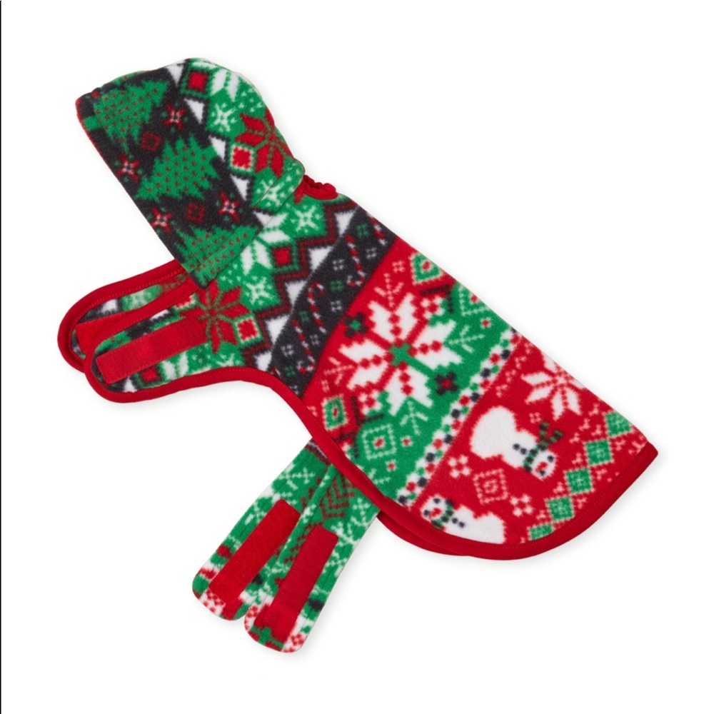 Dog Christmas Fairisle Fleece Coat Shirt Nwt